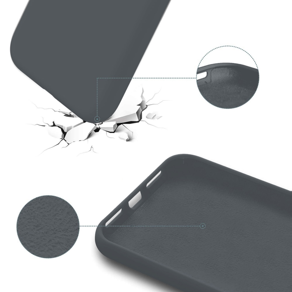 Husa CASEY STUDIOS™ compatibila cu iPhone 12 / 12 Pro, Soft Silicone Premium, Microfibra in Interior, Gri Inchis, de Protectie, Ultra Slim, pentru Incarcare Wireless, Margini Ridicate de Protectia Ecranului si a Camerelor