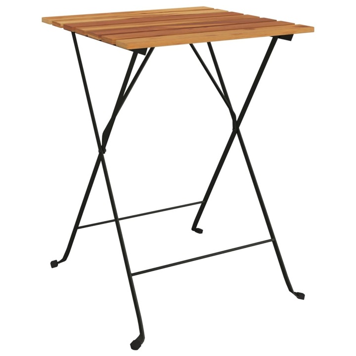 Сгъваема бистро маса vidaXL, 55x54x71 см, Тиково дърво масив и стомана, 5.8 Kg
