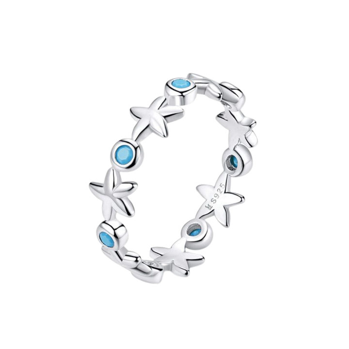 Inel argint cu stelute de mare, BeSpecial, Diametru mm US, Albastru