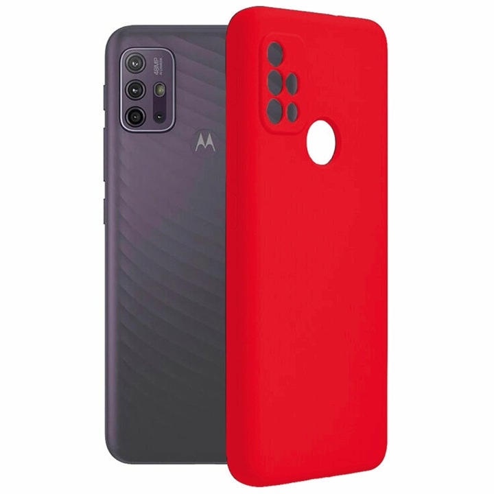 Védőburkolat, bársony belső, kompatibilis a Motorola Moto G10 / G10 Power, FONIX BloomShield, szilikon, emelt élekkel, vékony, piros