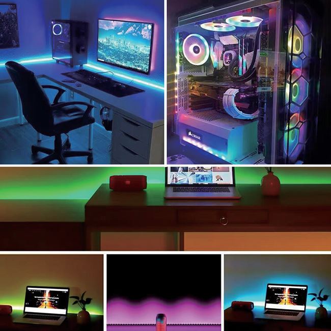Kit 4 benzi lumini ambientale LED auto RGB interior cu telecomanda USB ...