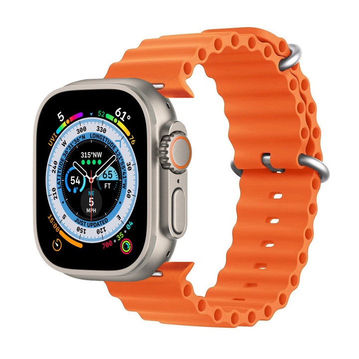 Curea Dr.Shield Ocean, Compatibila Apple Watch Ultra, 9, 8, 7, 6, 5, 4, 3, SE, SE 2, Diagonala 42/44/45/49 MM - Portocaliu