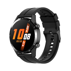 Curea Silicon Compatibila Ceas Smartwatch Huawei Watch GT 2, GT 3, 46mm, Quick Release, Latime Curea 22mm, Catarama neagra, Neagra