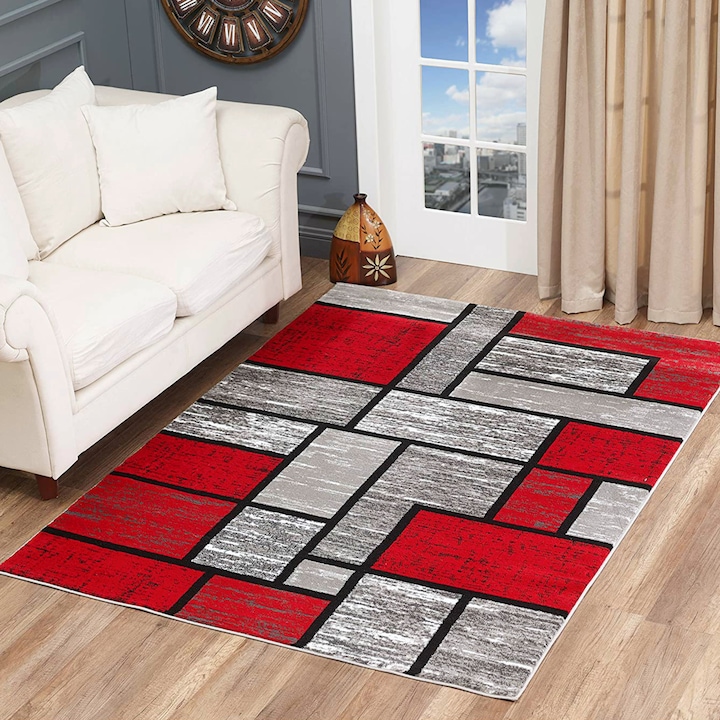 Covor Pamir, model 01501A Kirmizi K Grey, 160 cm x 250 cm