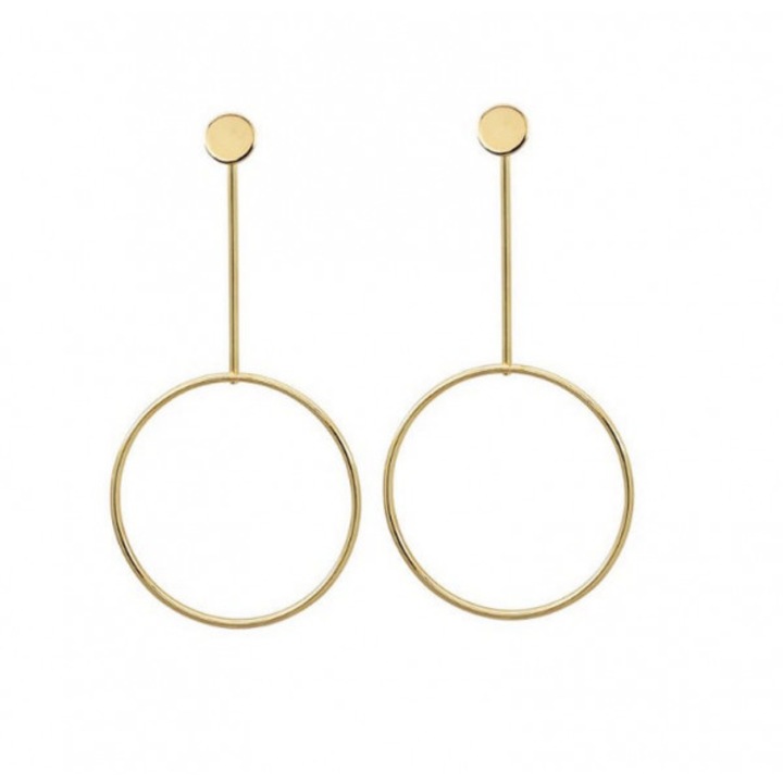 Cercei aurii, eleganti cu forma de cercuri suspendate, model deosebit