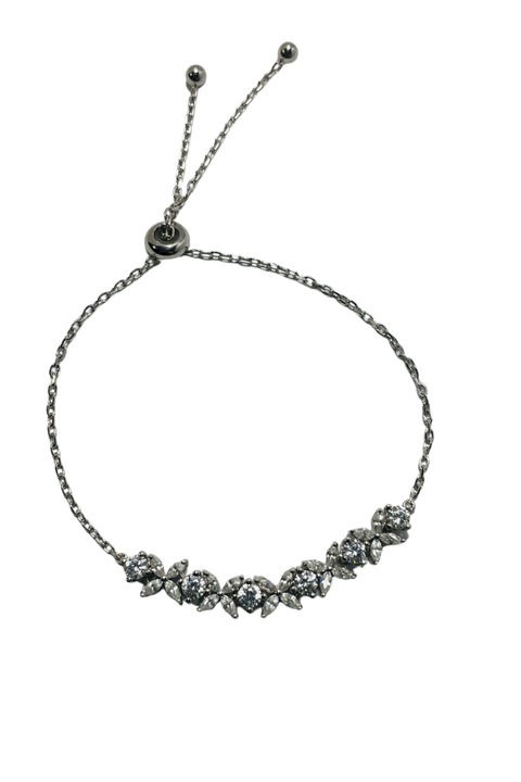 Bratara argint 925 Queen's Petals, placata cu rodiu, pietre zirconii 5A, ajustabila, 16-19 cm