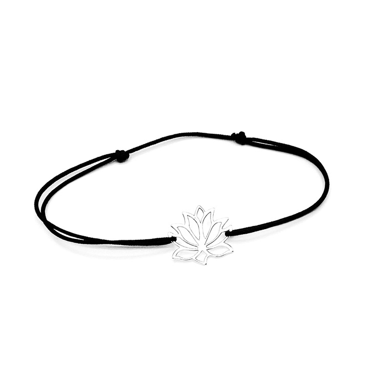 Karkötő Lotus medállal, ezüst 925, állítható fekete zsinór