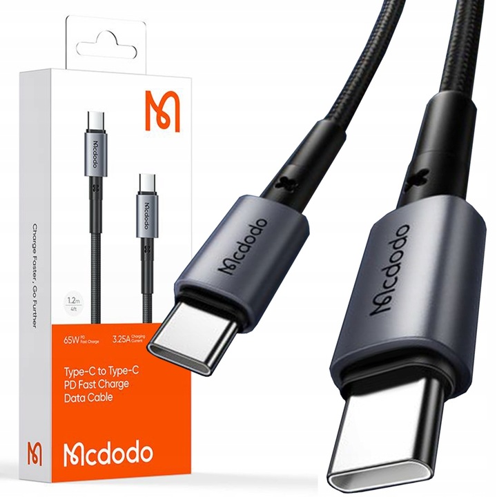 Prism USB-C kábel, Mcdodo, 65 W, 1,5 m, fekete