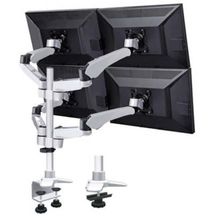 4 részes monitor tartó, asztalra szerelhető, gáznyomásos technikával, C csíptetővel, Xergo Flex (SP-3957076)