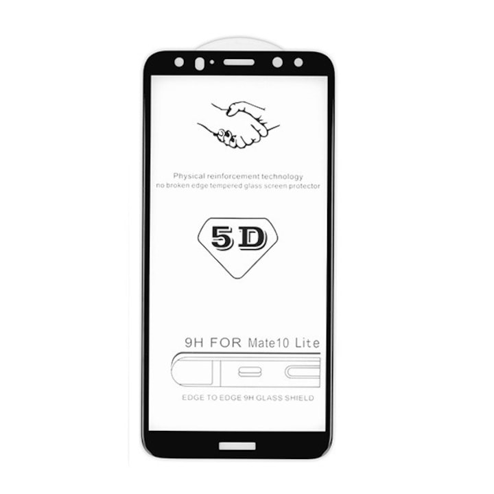 Xiaomi Redmi 10C / Poco C40, Kijelzővédő fólia, ütésálló fólia (az íves részre is!), Tempered Glass (edzett üveg), fekete (119566)