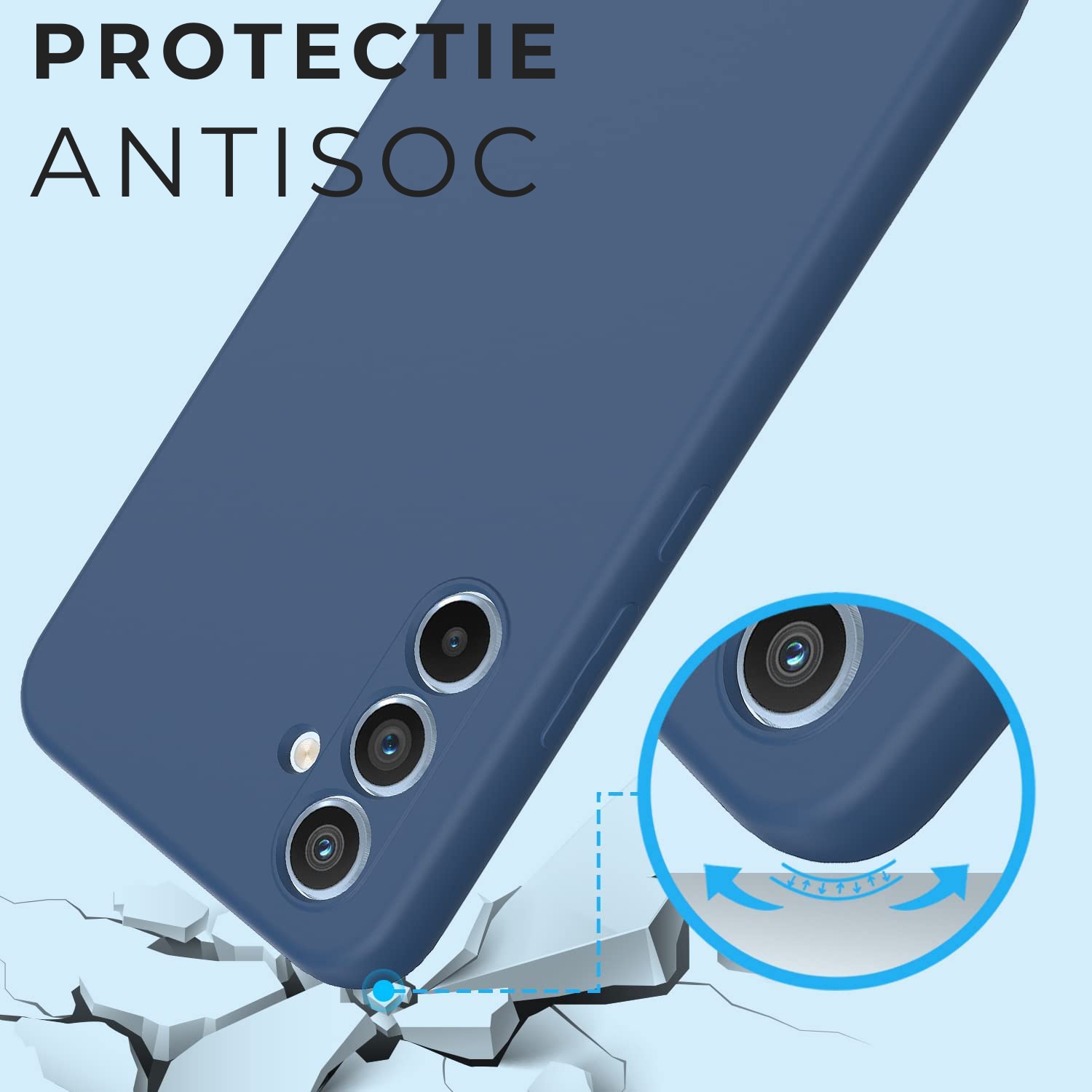 Husa Daden® Soft Silicone pentru Samsung A34 5G, Albastru, Ultra Slim, Interior din microfibra