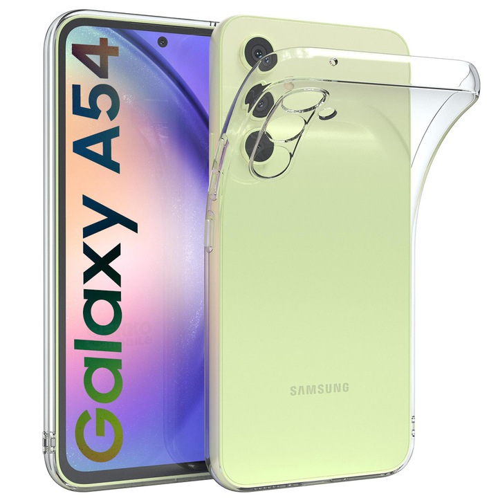 Husa pentru Samsung Galaxy A54, din silicon gel, Clear, UltraSlim, decupaje camere, Transparenta