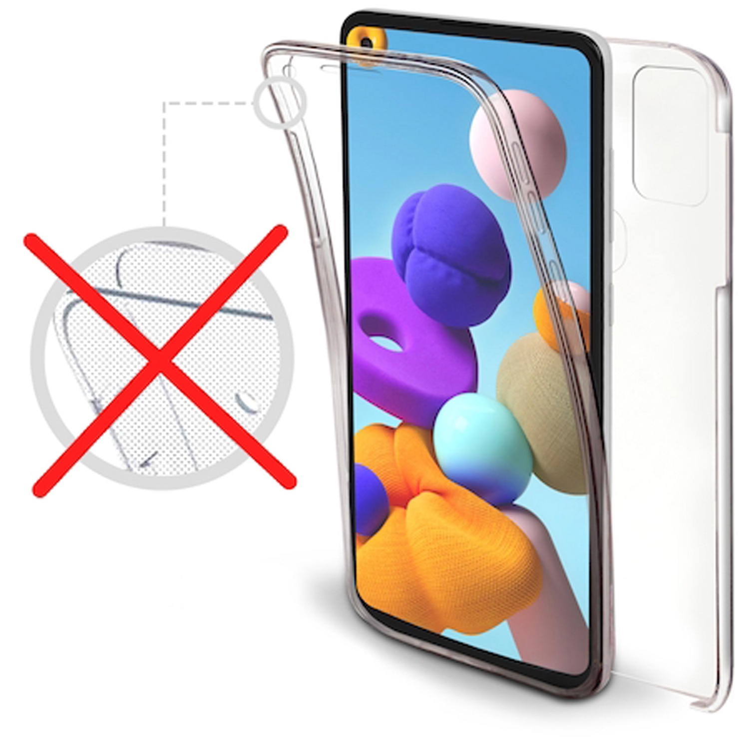 Husa Fata-Spate DaDen pentru Samsung A21S, Full Body 360°, Antisoc, Protectie completa, Transparenta
