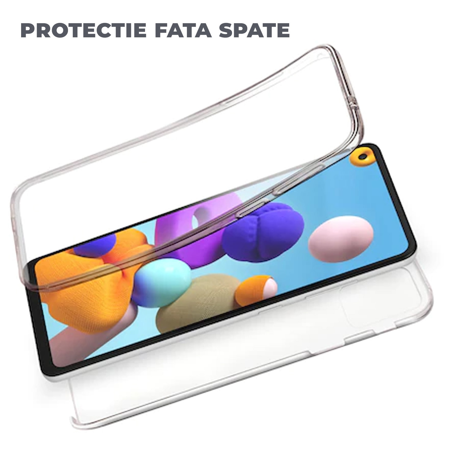 Husa Fata-Spate DaDen pentru Samsung A21S, Full Body 360°, Antisoc, Protectie completa, Transparenta