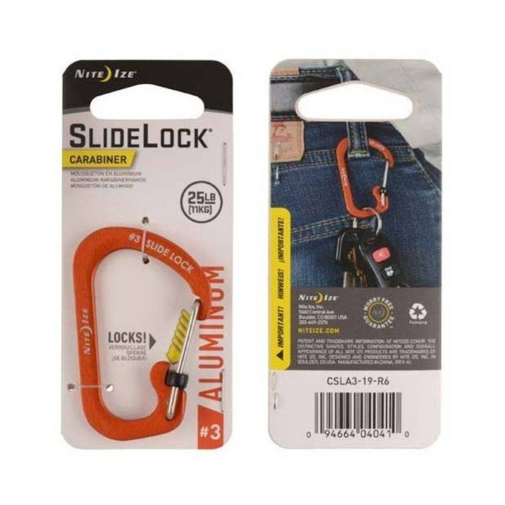 Carabiner SlideLock #3, Nite Ize, Aluminiu, Portocaliu