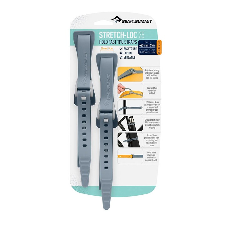 Set 2 curele de ancorare, Sea To Summit, TPU, 2 x 62.5 cm, gri