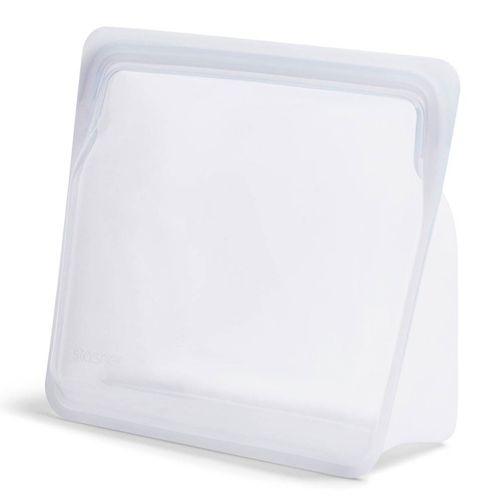 Stasher Stand-Up Mega újrafelhasználható szilikon táska, nagy kapacitású, 230°C-ig ellenálló, átlátszó