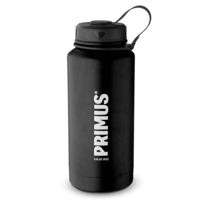 Primus TrailBottle rozsdamentes acél kulacs 0,8 l, fekete, kompakt kialakítás, könnyen tisztítható