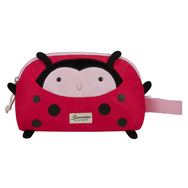 Gyerek pénztárca, Sammies by Samsonite, Lally katicabogár, poliészter, 14 x 22 x 9 cm, sötét rózsaszín/fekete