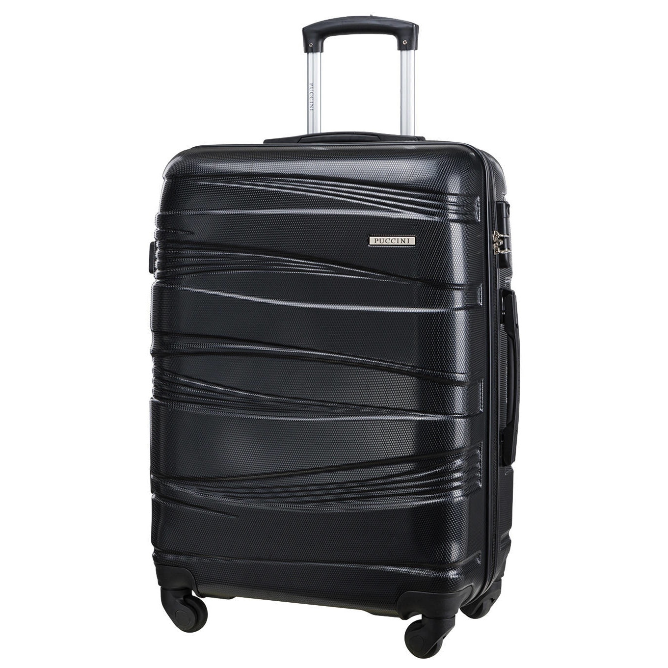 Valiza medie, Puccini, Plastic, 68x45x25CM, 77L, Negru - eMAG.ro
