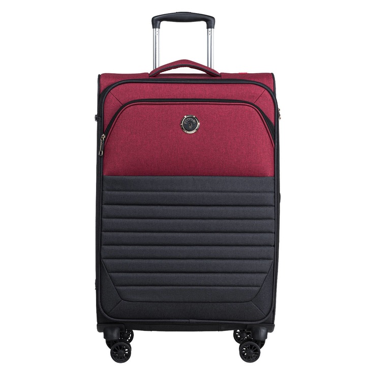 Valiza medie, Puccini, Poliester, 69x42x28CM, 65L, Rosu/Negru