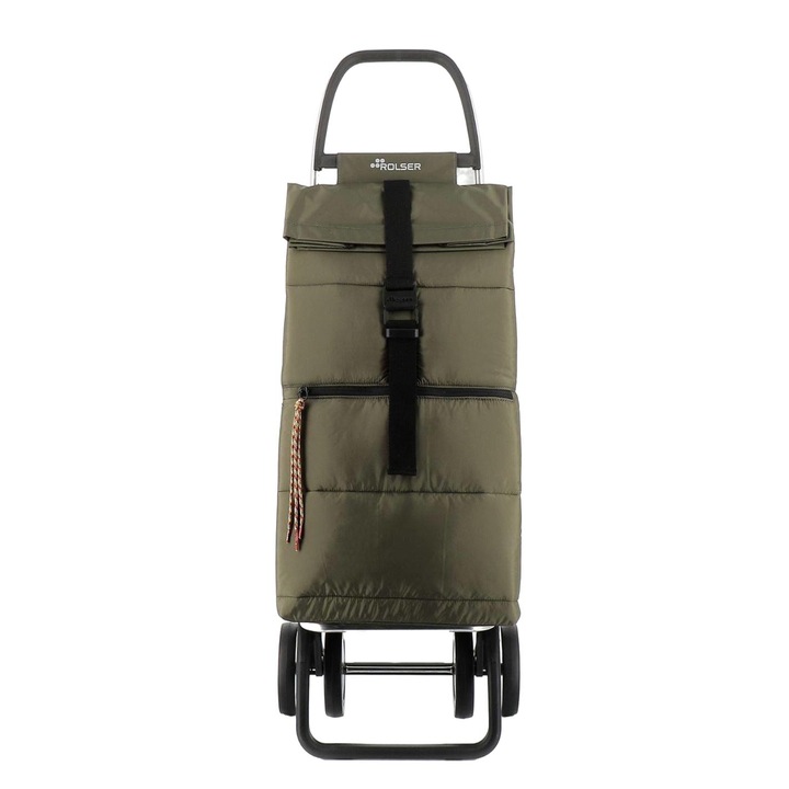 Carucior de cumparaturi, Rolser, Aluminiu, Pliabil, 50 l, 39 x 47 x 92.5 cm, Verde/Negru