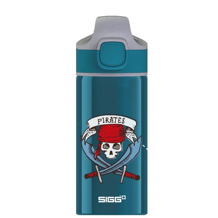 Sticla de apa pentru copii, Sigg, Aluminiu, Model pirati, 0.4l