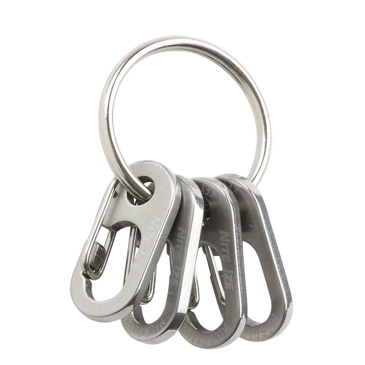 Breloc cu 4 carabiniere MicroLink™, Nite Ize, Inox, Argintiu