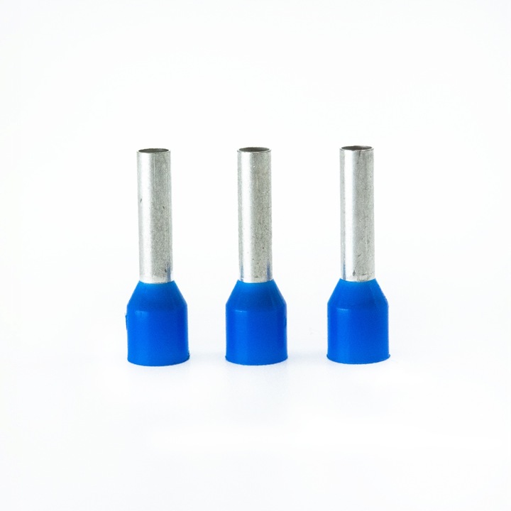 Set 20 Terminale izolate, Erko, cupru, 50 x 25 mm, argintiu/albastru