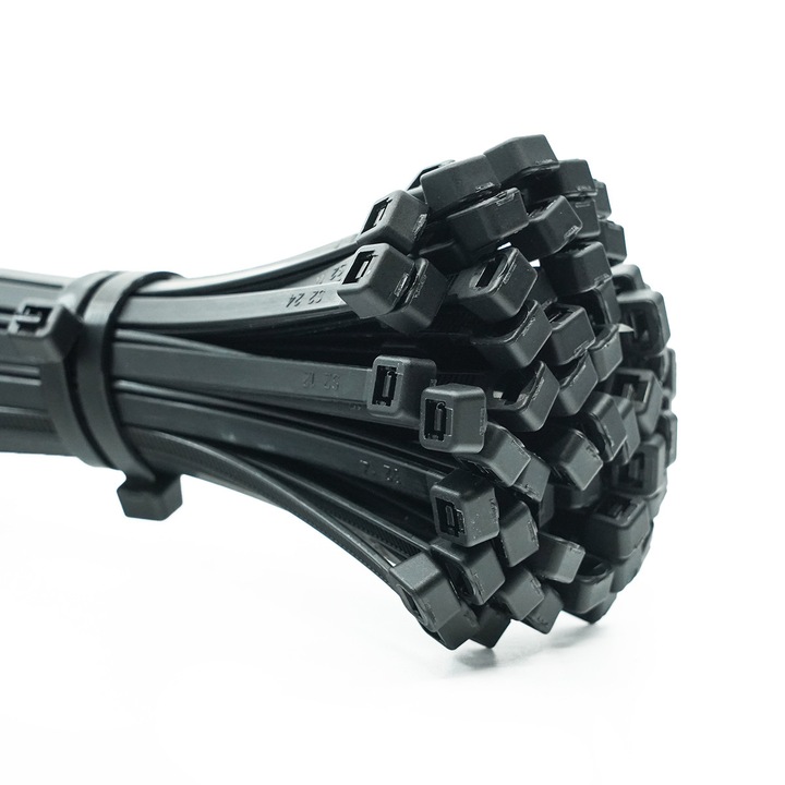 Set 100 Coliere de prindere, ERKO 7,6 x 300 mm, Negru