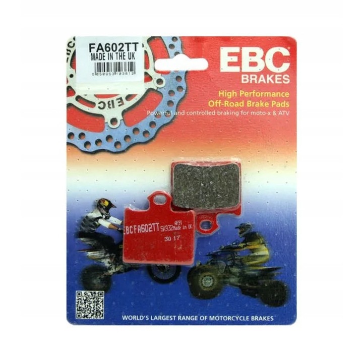 Set placute de frana FA602TT, EBC, Montare spate, Rosu