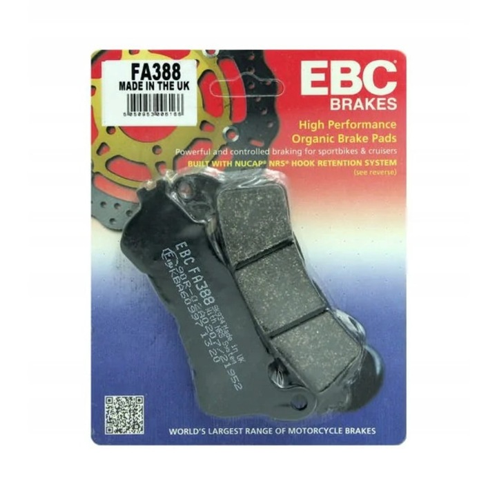 Комплект от 2 спирачни накладки, EBC, За FA388, предни/задни