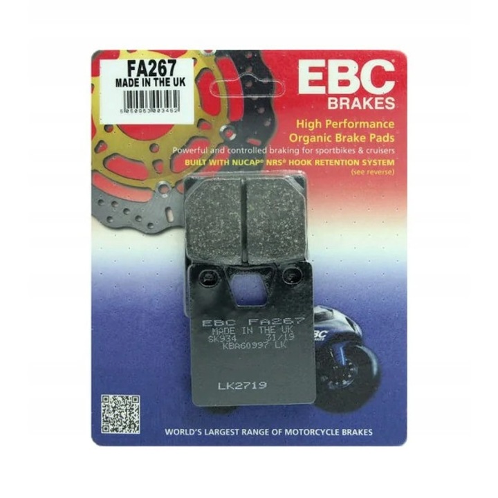 Set 2 placute frana, EBC, Pentru FA267 spate