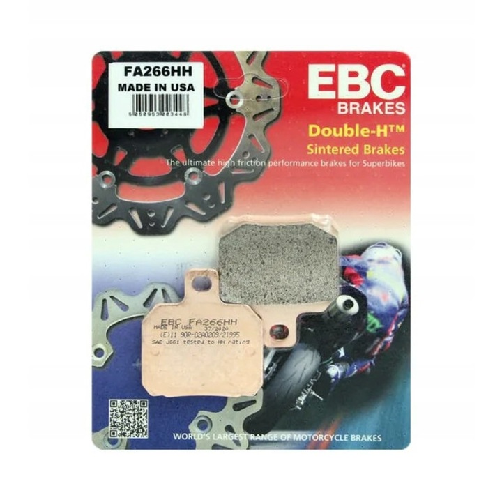 Motorkerékpár fékbetét készlet FA266HH, EBC, első/hátsó rögzítés, bézs