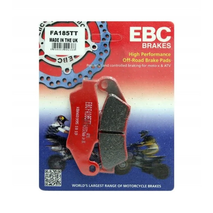 Fékbetét készlet FA185TT, EBC, rögzítés elöl, piros
