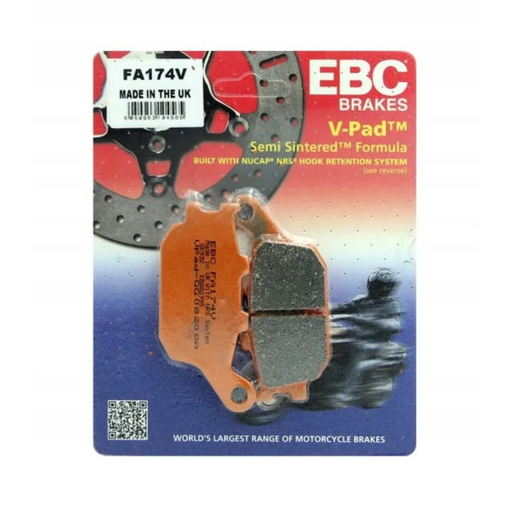 Комплект 2 задни накладки EBC, за Kawasaki/Suzuki/Honda, оранжеви