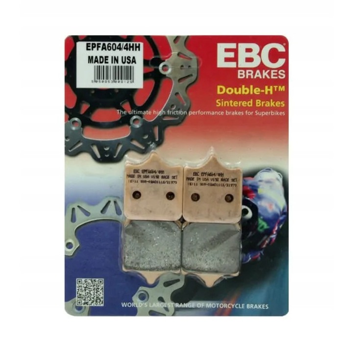 4 db-os fékbetét készlet motorkerékpárhoz EPFA604/4HH, EBC, Elöl rögzítés, Bézs
