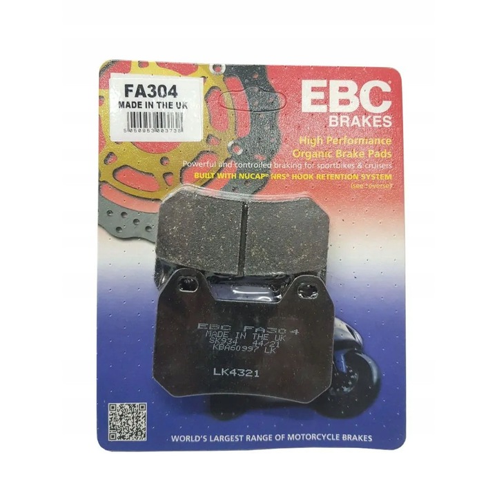 Set 2 placute frana, EBC, Pentru FA304 spate