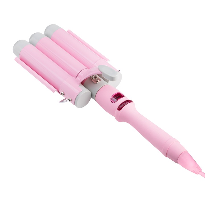 Hair Waver Trio, Activeshop, Топлоустойчив метал/пластмаса, 160 W, 210 градуса, Розово/Сиво