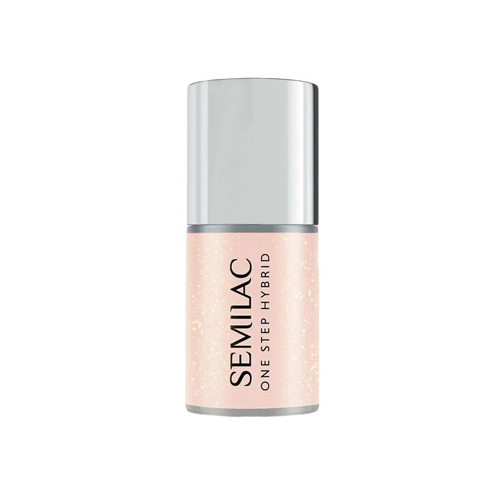 Лак за нокти 3 в 1, Semilac, Naked Glitter Peach, S258, 5 ml
