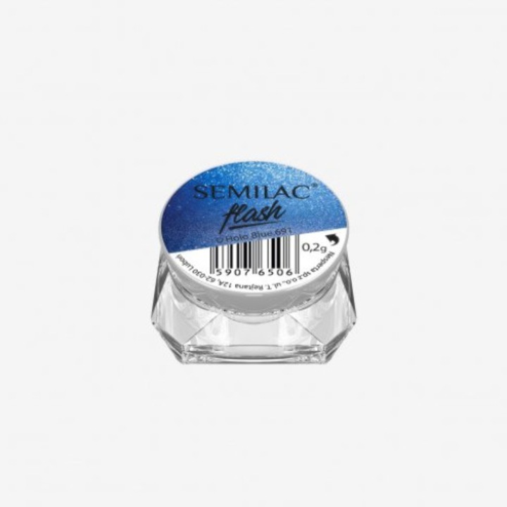 Pudra unghii Flash, Semilac, 691 Holo Blue, 0.2 g
