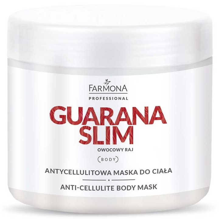 Masca de corp anticelulitica Farmona Guarana Slim, tratament intensiv pentru fermitate, elasticitate si reducerea celulitei, detoxifiere profunda, cu extract de guarana, ghimbir si L-carnitina, 500ml, piele neteda si hidratata