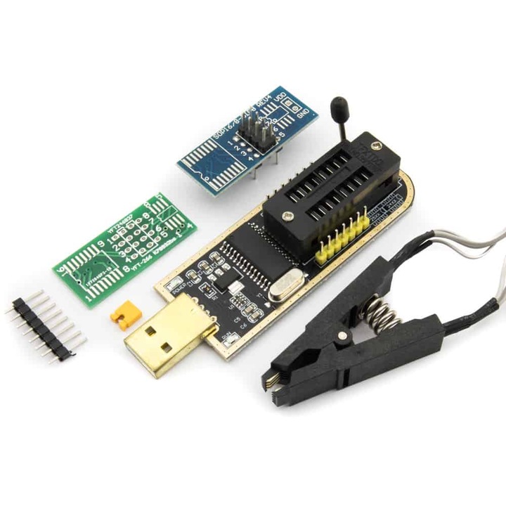 Mini EEPROM, Programator Flash, Pentru CH341A, Cu clip, Multicolor