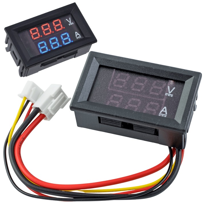 LED панел за волтметър, Амперметър, 0-100V, 0-10A, Черен