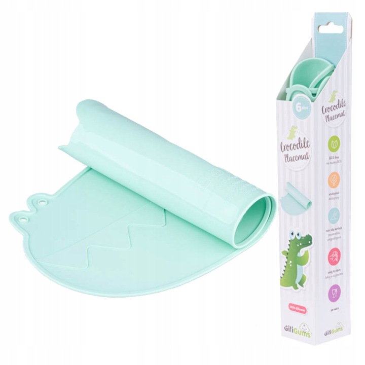 Alátét babáknak, Giligums, Szilikon, 6 hónapos +, Zöld
