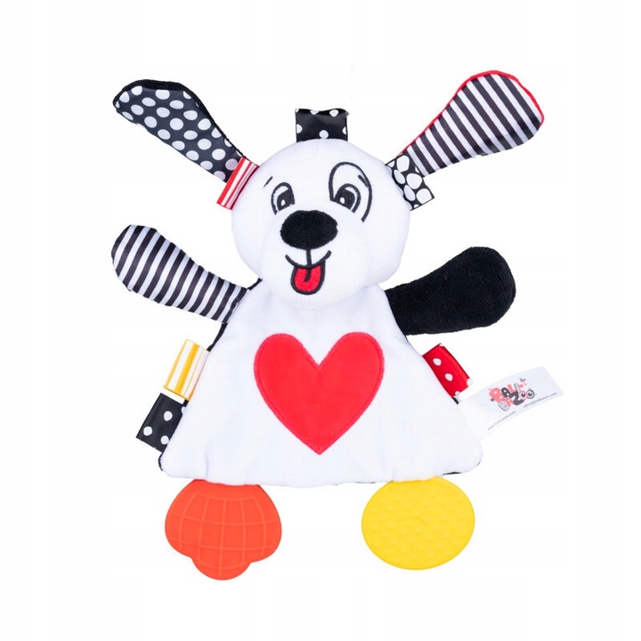 Бебешка играчка кученце, Dumel, бяло/червено, +0-3 месеца