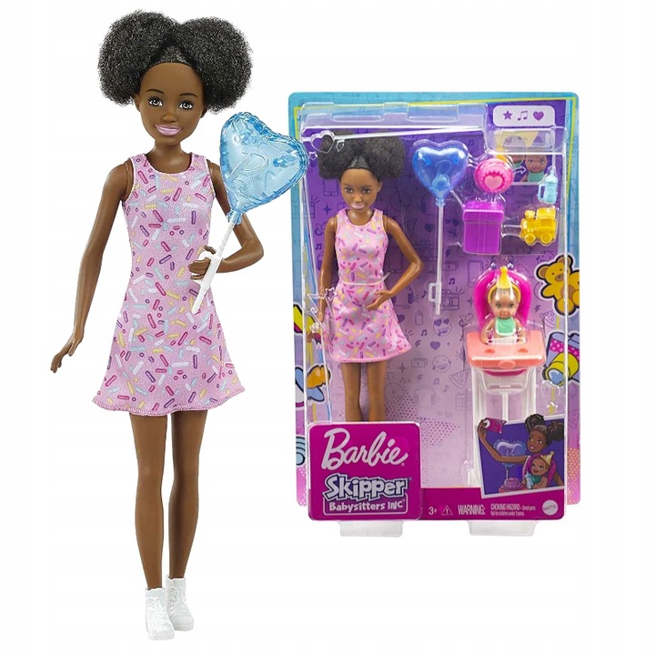 Set aniversare bebe, Mattel, Barbie, Roz multicolor