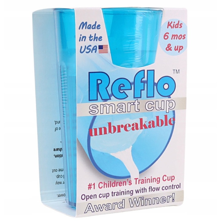 Детска чаша, Reflo, 750 мл, 6+ месеца, Синя