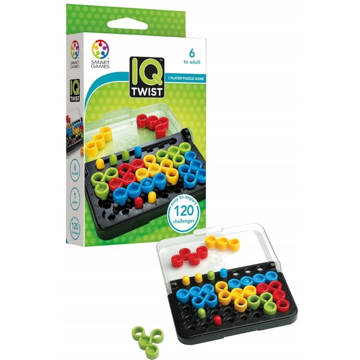 Joc educativ, Smart Games, IQ Twist, 120 sarcini, 1 jucator, 6+, multicolor