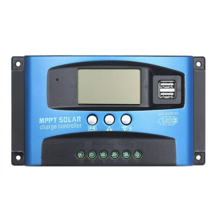 Соларен контролер MPPT 100A, LCD екран, 12/24 V, 2xUSB